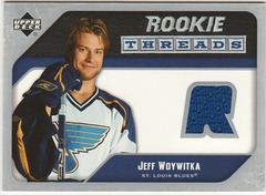 2005-06 Upper Deck Rookie Threads Jeff Woywitka # RT-JW Jersey Blues